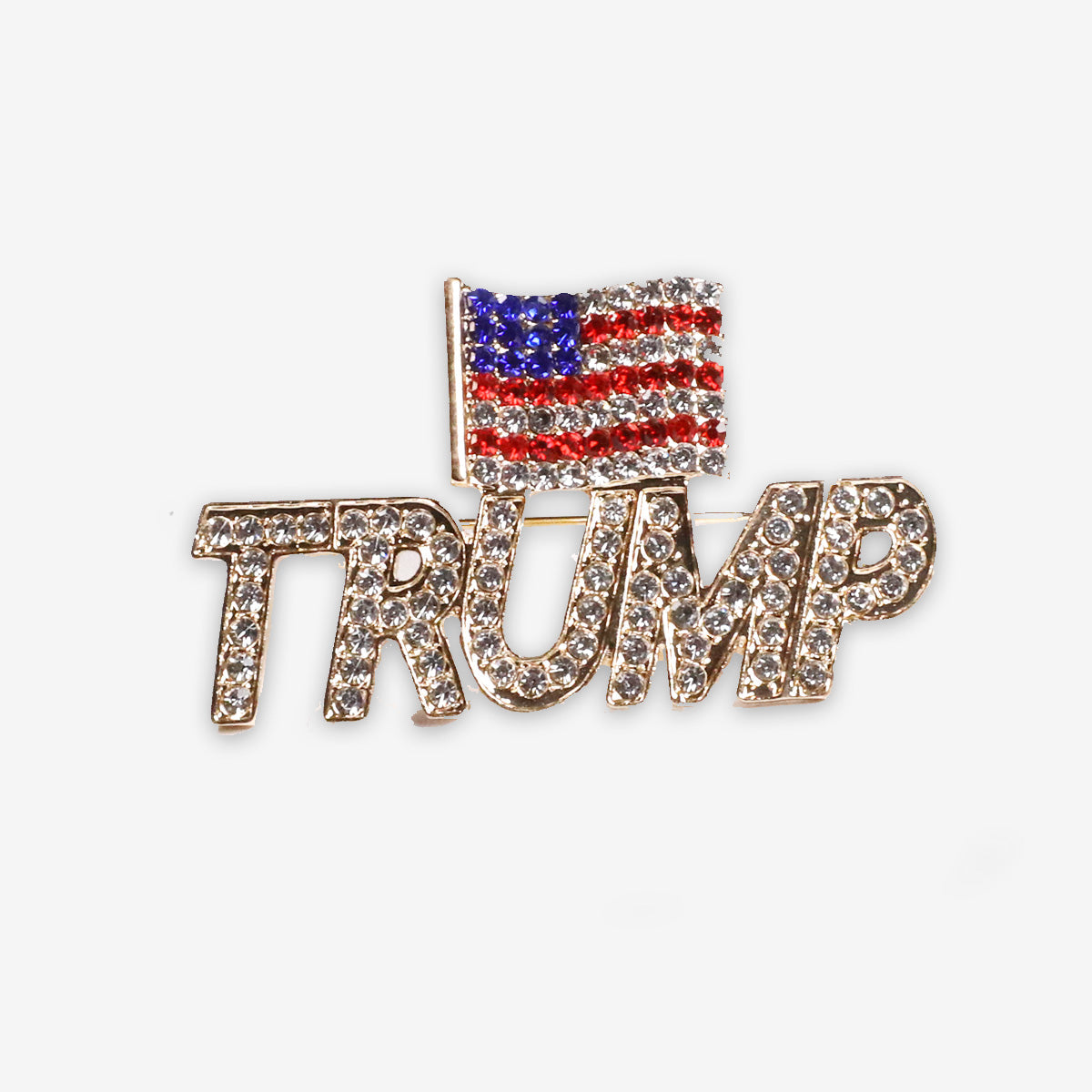 Crystal Trump Pin with The USA Flag
