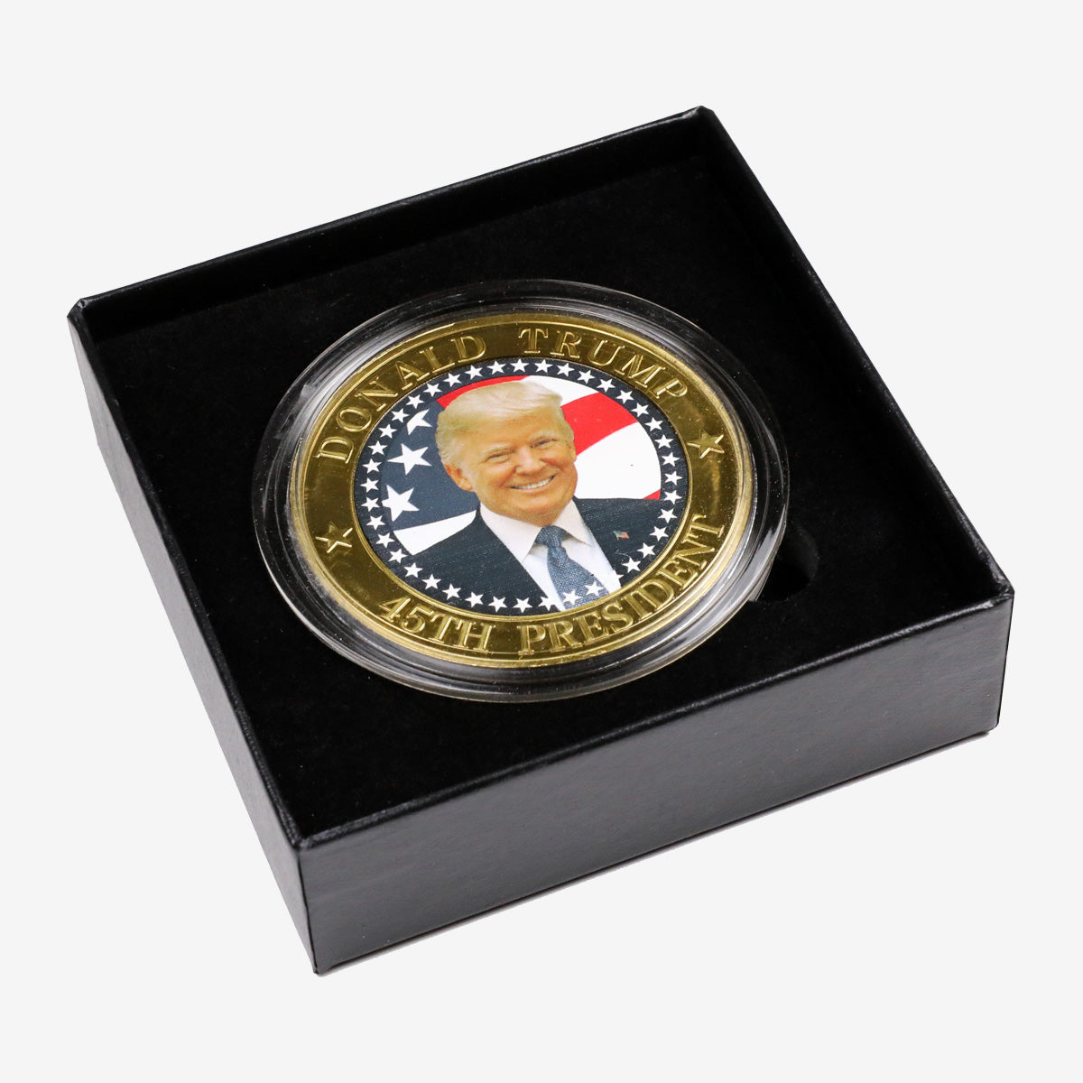 Donald Trump 45th President Colorized Commemorative Coin Box