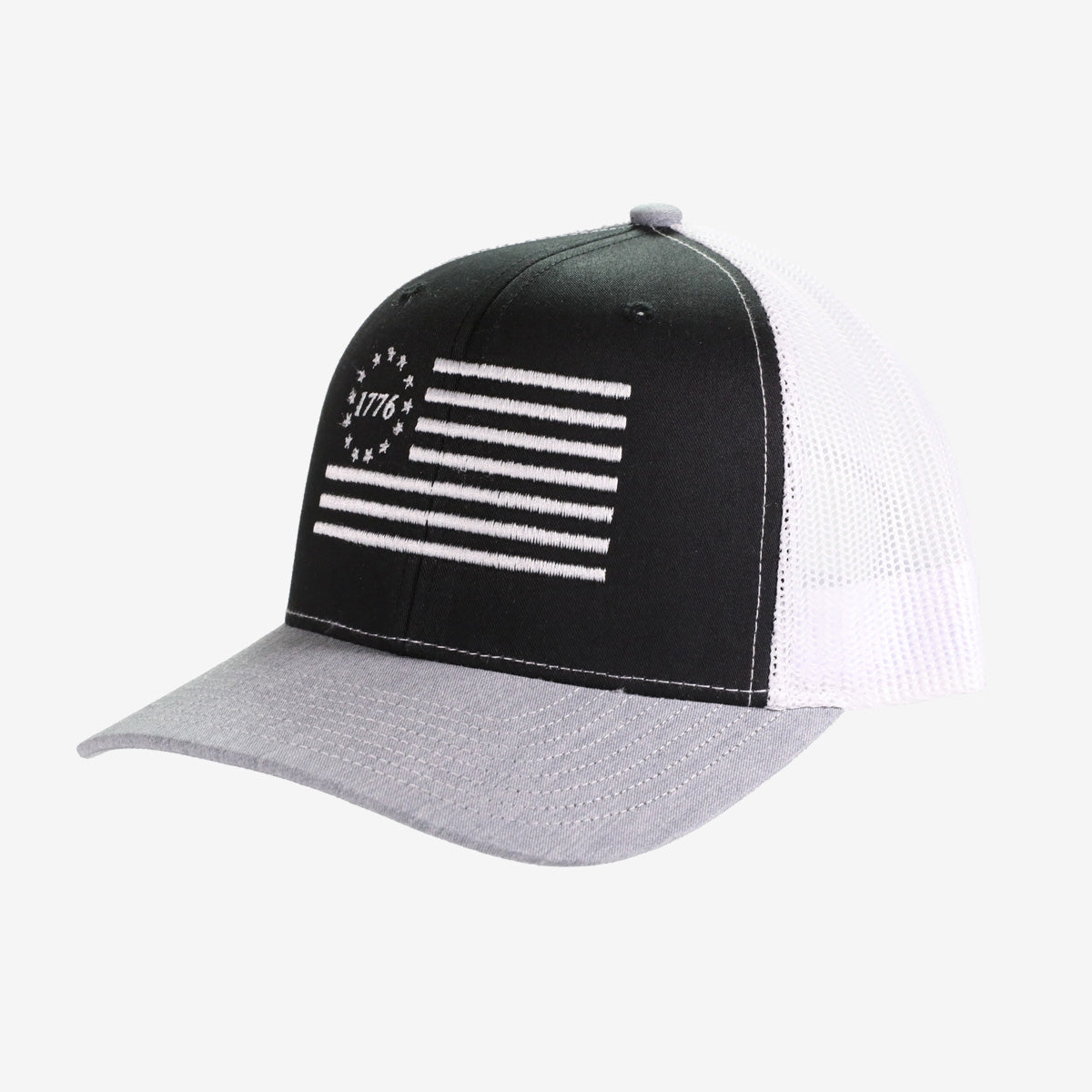 1776 Black and White Flag Trucker Hat