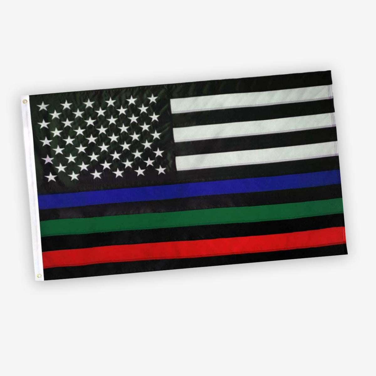 Blue Green Red Flag - Support Your Police, Fire Fighters, Military