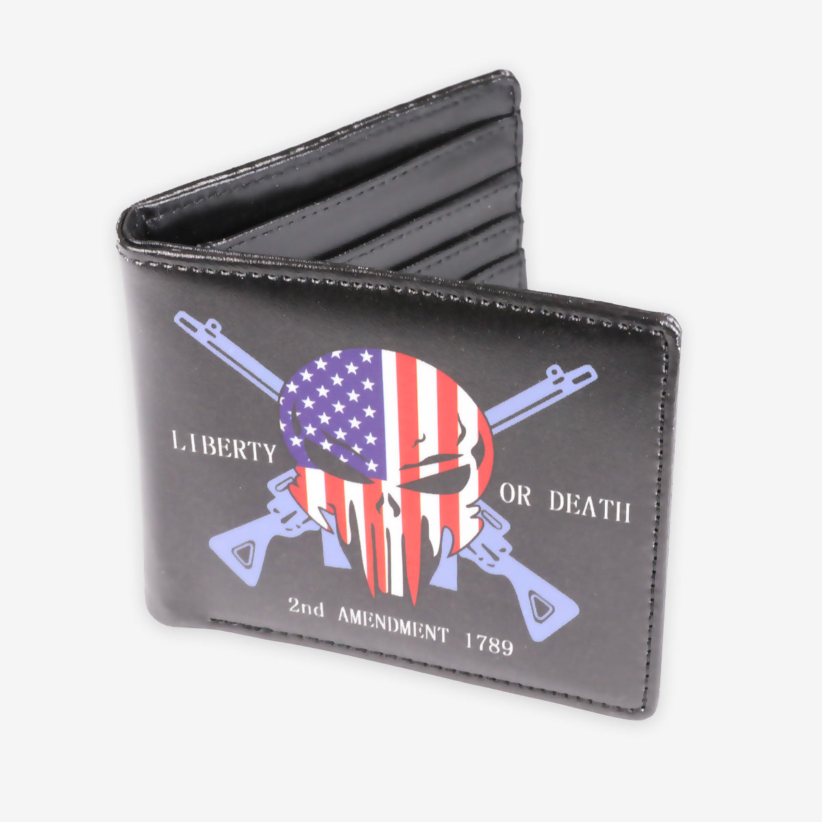 2nd Amendment Skull and Flag Leather Wallet