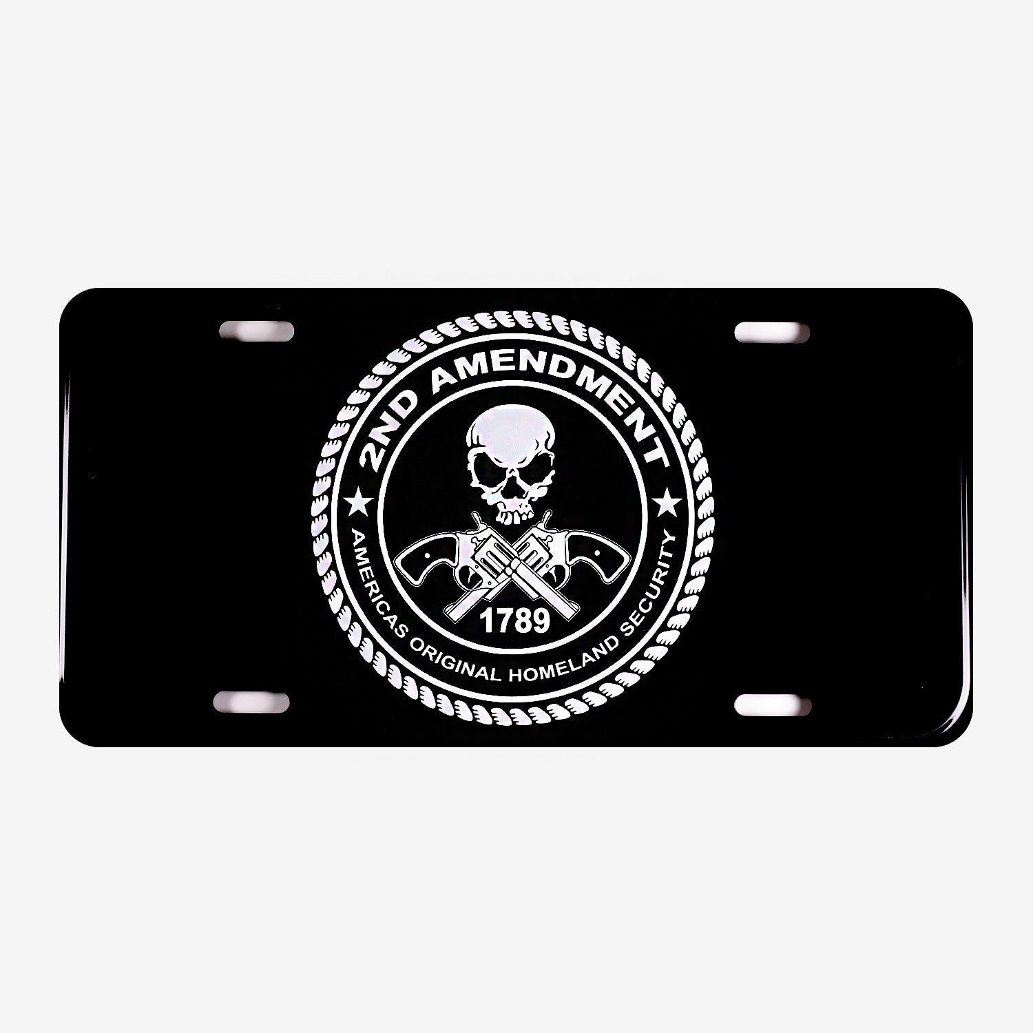 2nd Amendment Skull License Plate Cover