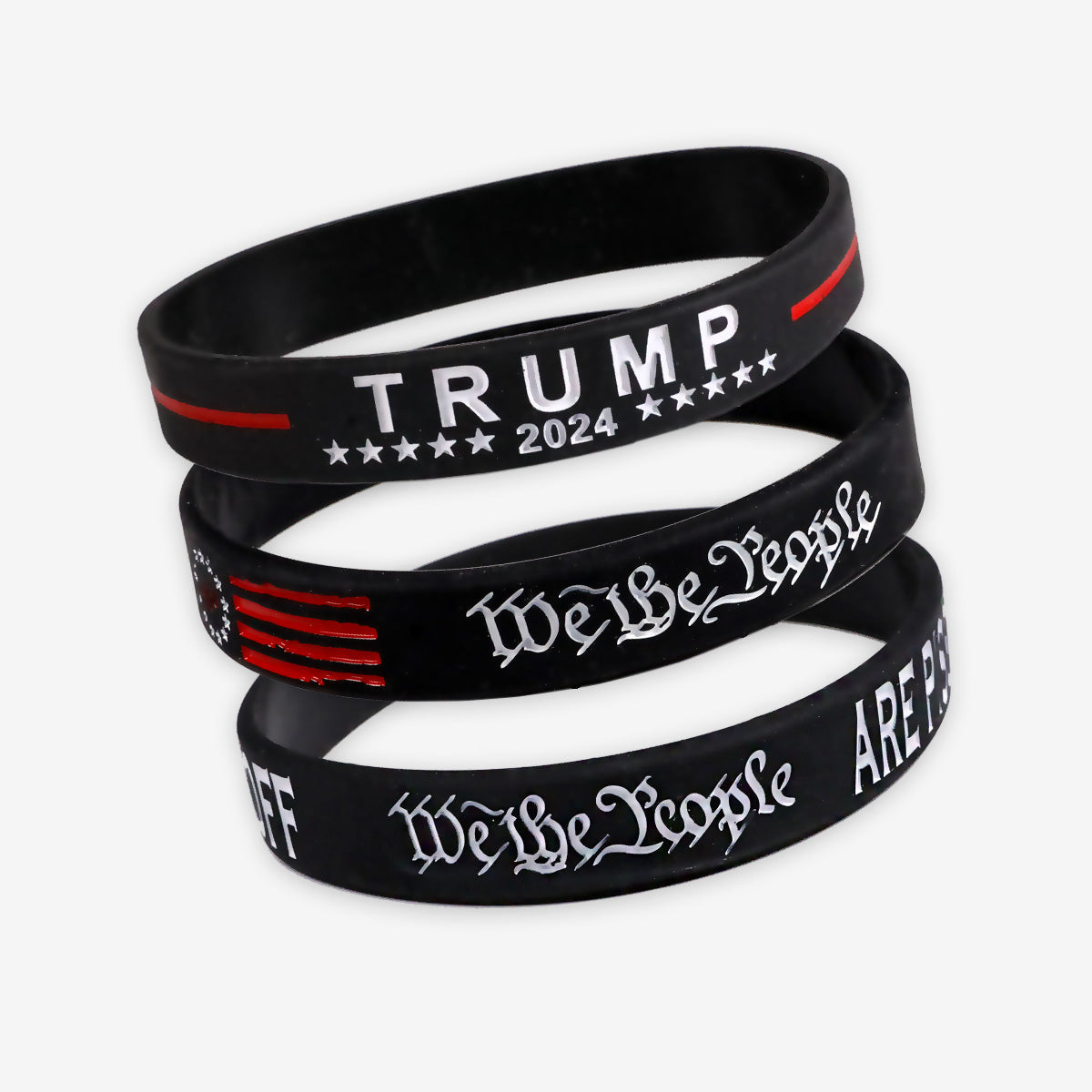 (3 Pack) Trump 2024 Silicone Wristband Bracelet - We The People